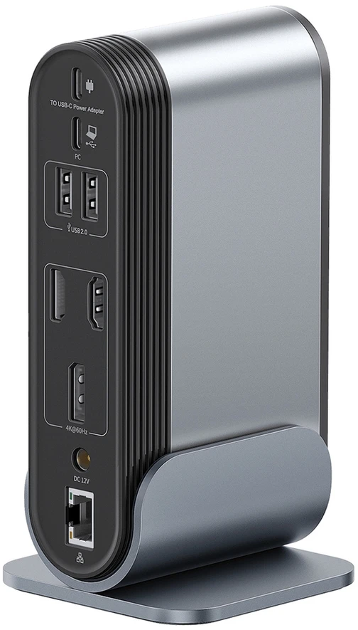 Hub Baseus UnionJoy 17 prievadų (USB-C iki HDMI4K@60Hz*2+DP4K@60Hz*1+USB3.0*3+USB-C3.0*2+USB2.0*2+PD*1+PC*1 + RJ45*1+SD/TF*1+3,5mm*1+DC*1）