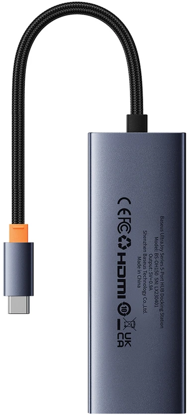 Baseus UltraJoy USB-C adapteris - galinė pusė su techniniais duomenimis