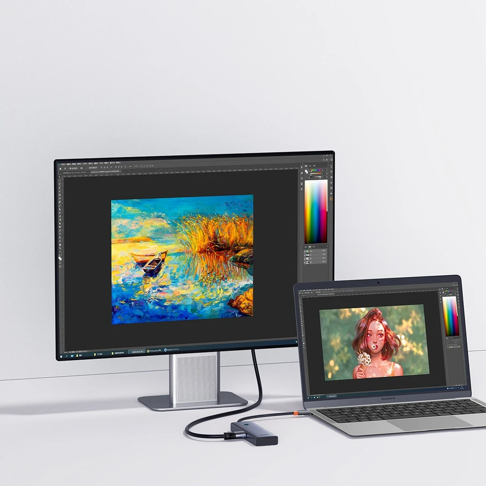 „Baseus UltraJoy“ serijos 5w1 USB-C | 1x HDMI4K@30Hz | 4x USB-A 3.0 pilka