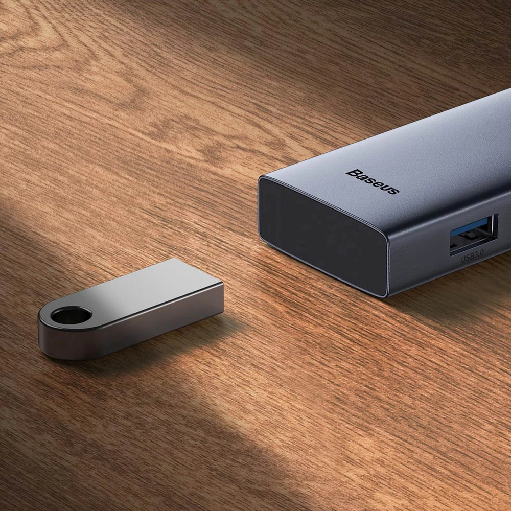 „Baseus UltraJoy“ serijos 5w1 USB-C | 1x HDMI4K@30Hz | 4x USB-A 3.0 pilka