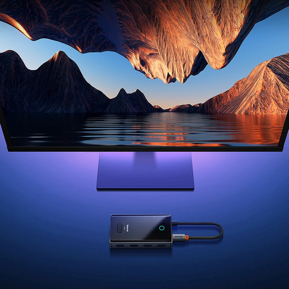 Baseus PioneerJoy 4 x USB-A 3.0 USB-C šakotuvas – pilkas