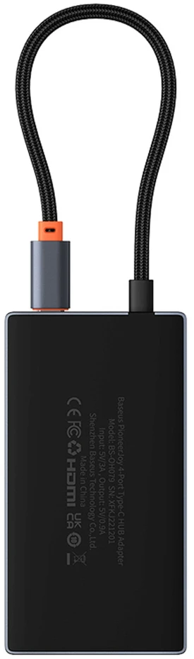 Baseus USB-C skirstytuvas su technine informacija ant korpuso