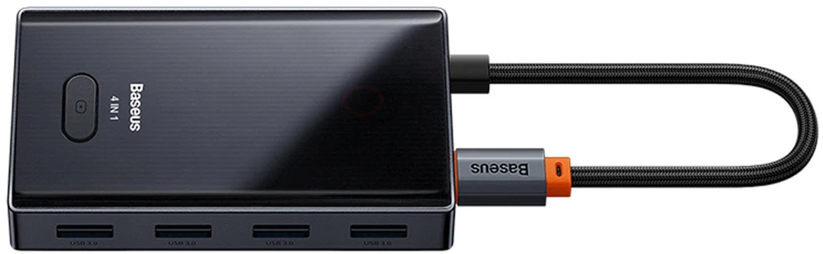Baseus PioneerJoy 4 x USB-A 3.0 USB-C šakotuvas – pilkas