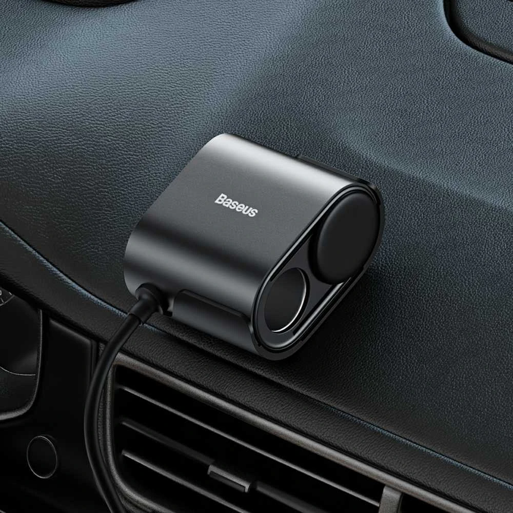Baseus automobilinis skirstytuvas su laidu ant panelės