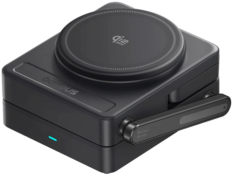 Baseus PicoGo AF21 „3-in-1“ Qi2.2 35W belaidis įkroviklis su 45W ES maitinimo adapteriu ir 1 m USB-C laidu – juodas