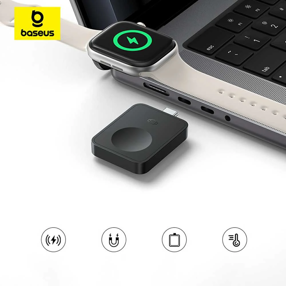 Baseus MagPro 2.5W Magnetic belaidis įkroviklis skirtas Apple Watch - juodos spalvos