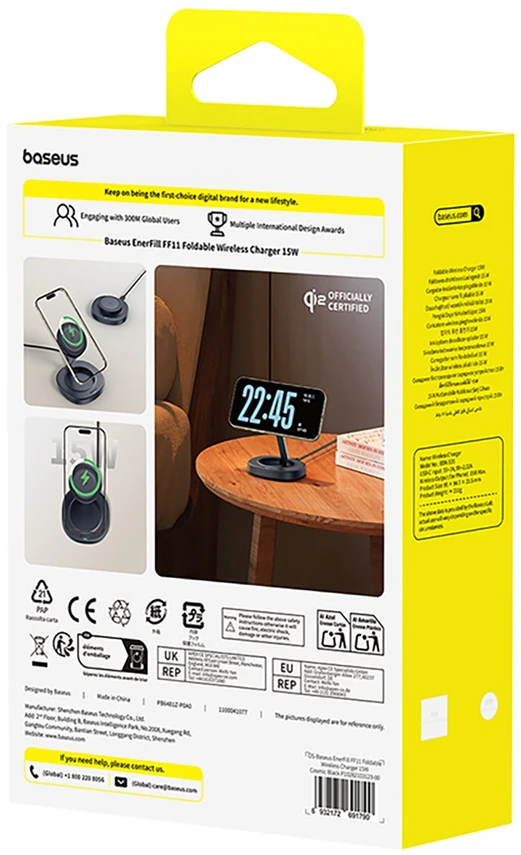 Baseus „EnerFill FF11“ 15 W sulankstomas akumuliatorius su 20 W sieniniu įkrovikliu ir 1 m USB-C laidu - juoda