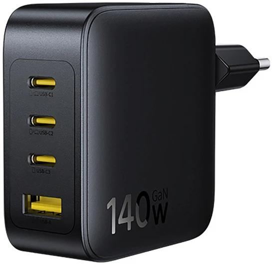 Baseus Sieninis įkroviklis EnerFill FH11 140W USB-A + 3xUSB-C QC PD3.1, juodas