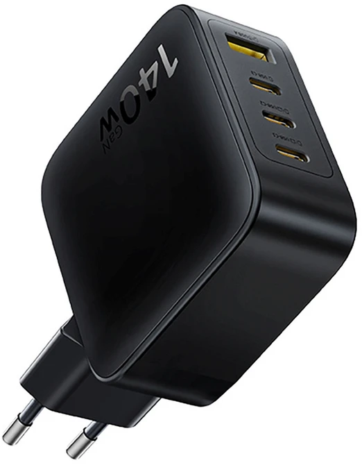 Baseus Sieninis įkroviklis EnerFill FH11 140W USB-A + 3xUSB-C QC PD3.1, juodas