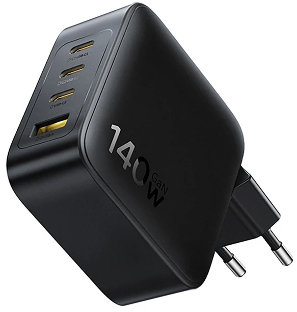 Baseus Sieninis įkroviklis EnerFill FH11 140W USB-A + 3xUSB-C QC PD3.1, juodas