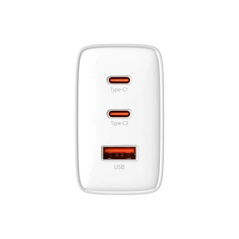 Sieninis įkroviklis Baseus OS-Cube Pro 2xUSB-C + USB, 65W (baltas)