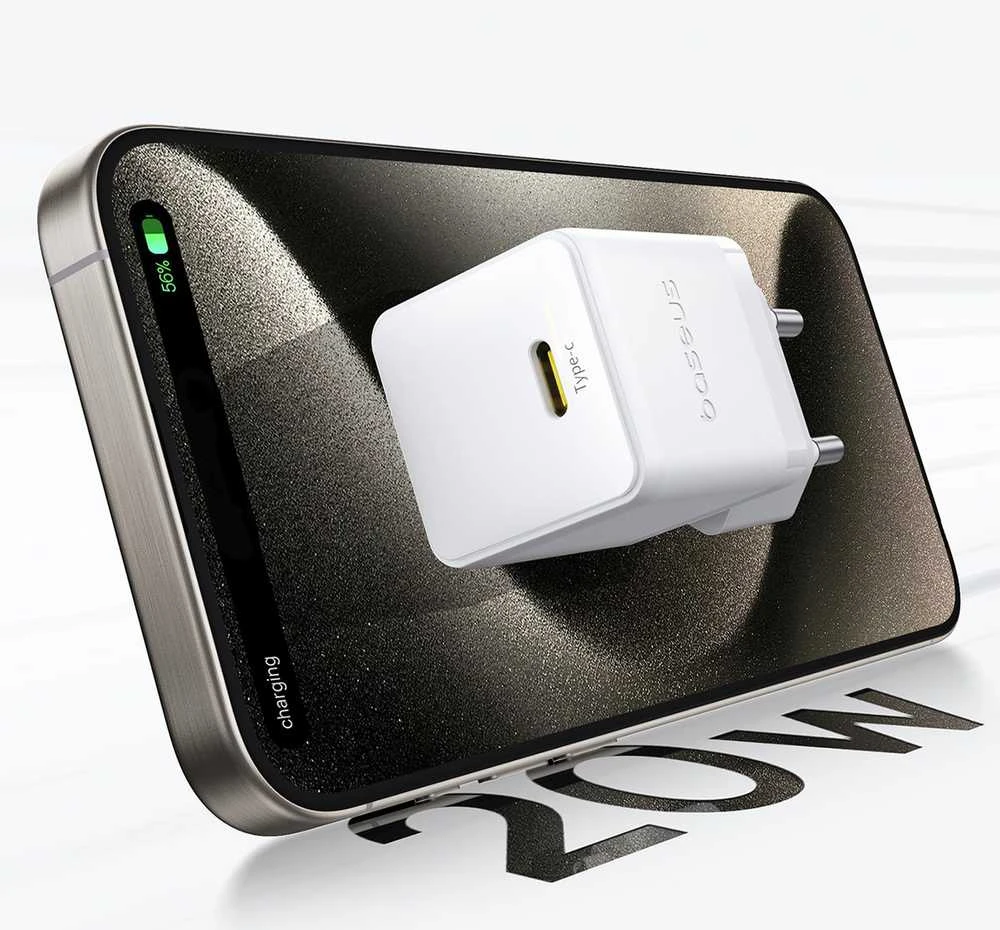 Baseus Sieninis įkroviklis Palm 20W USB-C QC3.0 PD3.0, baltas