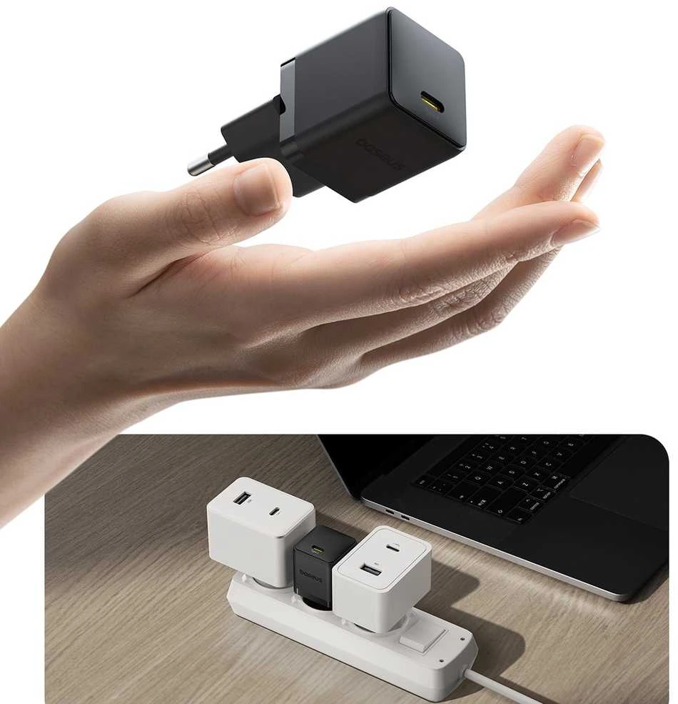 Baseus Palm Fast Charger USB-C 20W Cluster juodos spalvos