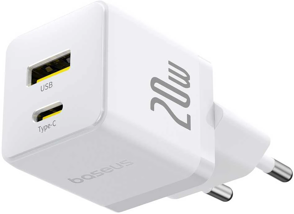 Baseus Palm 20 W dvigubas USB greitas įkroviklis baltas (P10111608213-00)