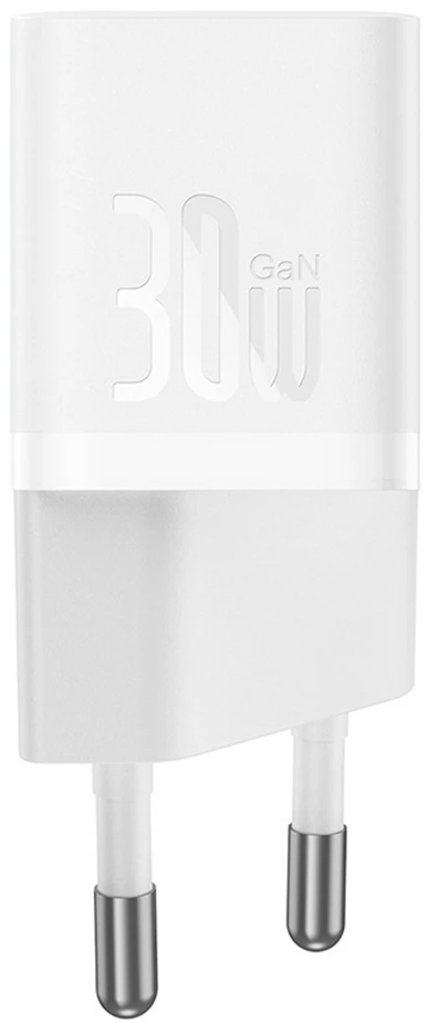 Baseus GaN5 USB-C 30W su kabeliu Baseus Dynamic 3 USB-C 100W 1m - balta