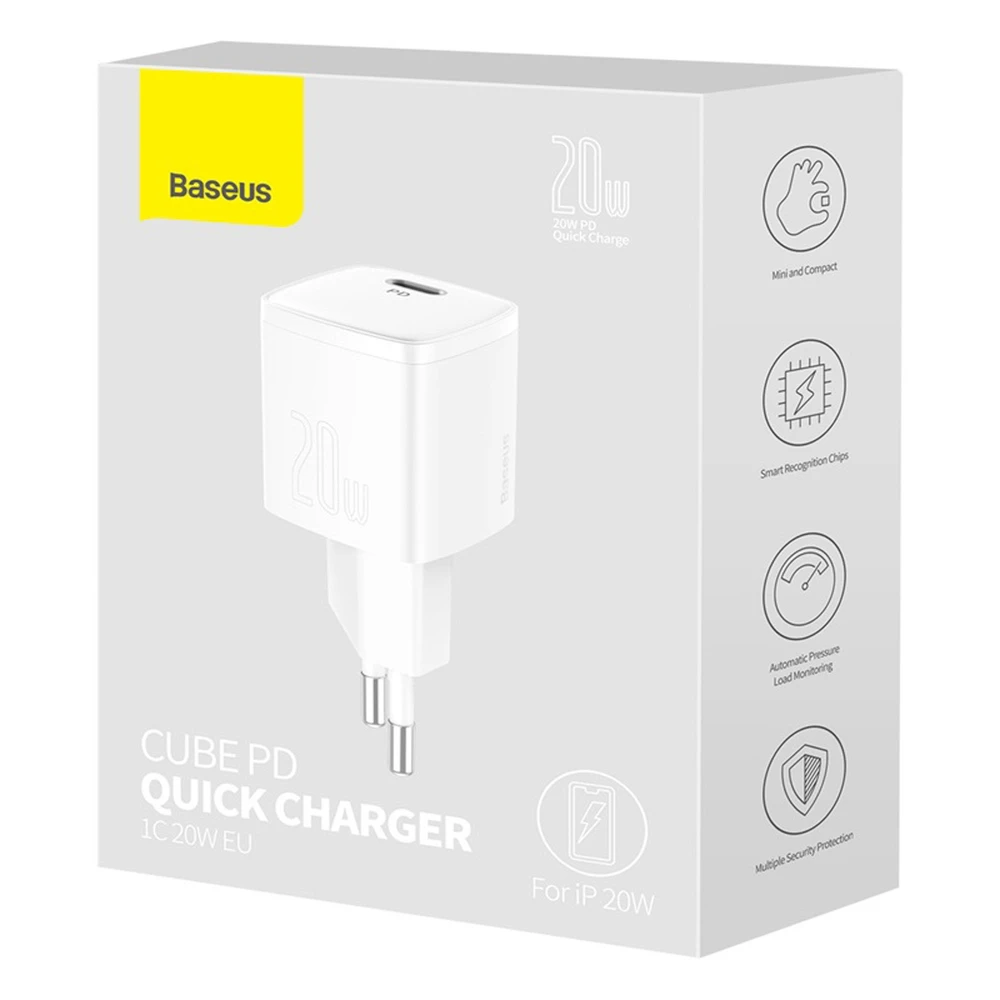 Įkroviklis jungiama į tinklą Baseus Cube 20W PD USB-C - balta