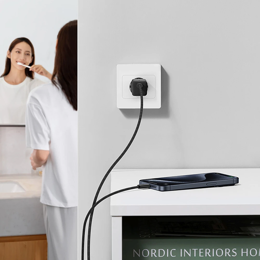 Baseus GaN5 30W su kablem 100W USB-C do USB-C - juoda