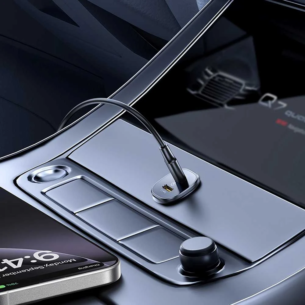 Baseus GoTrip automobilio įkroviklis 2x USB-C 30W Cosmic Juodas