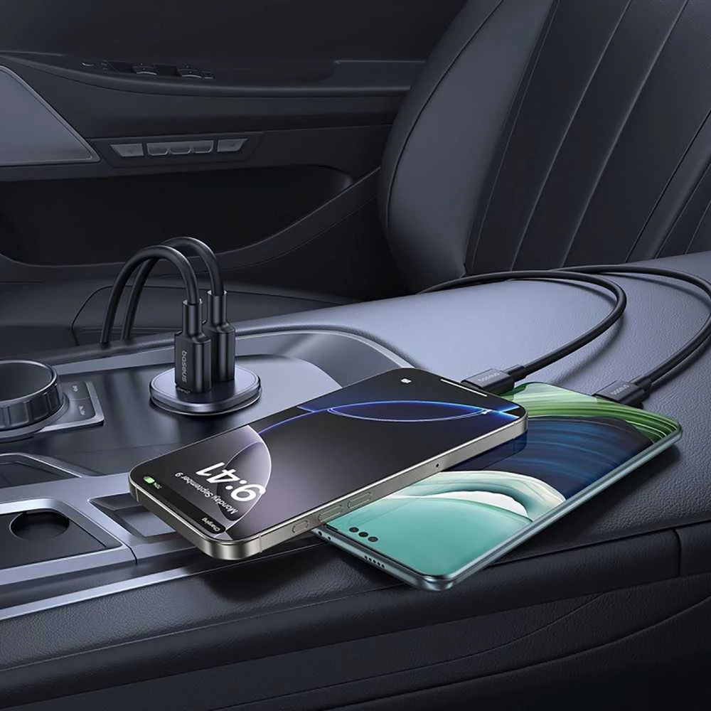 Baseus GoTrip automobilio įkroviklis 2x USB-C 30W Cosmic Juodas