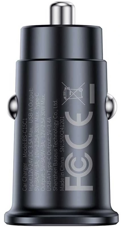 Baseus GoTrip automobilio įkroviklis 2x USB-C 30W Cosmic Juodas