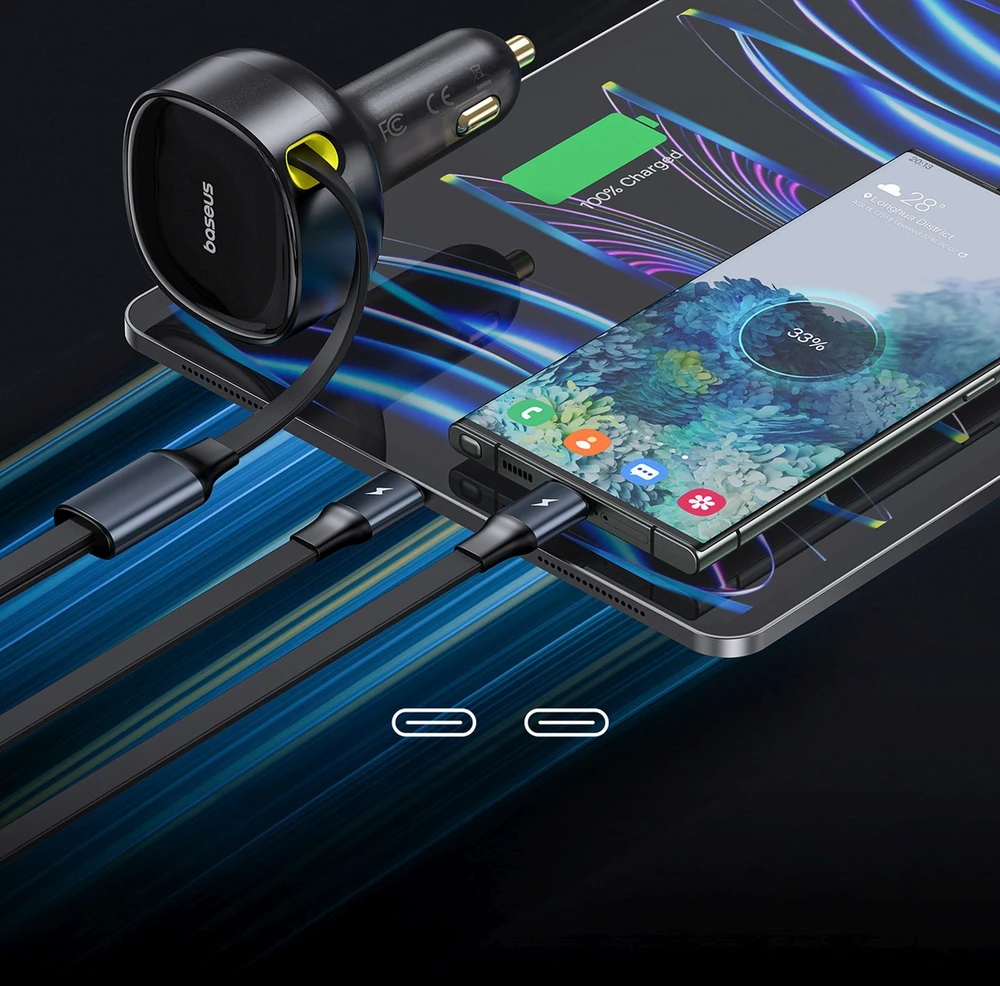 Baseus Enjoyment 33W 2w1 2x USB-C - juoda