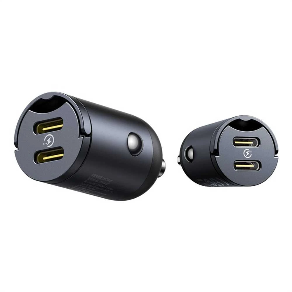 „Baseus Tiny Star Mini“ automobilinis įkroviklis USB-C/USB-C 30W „Cosmic“ juodos spalvos