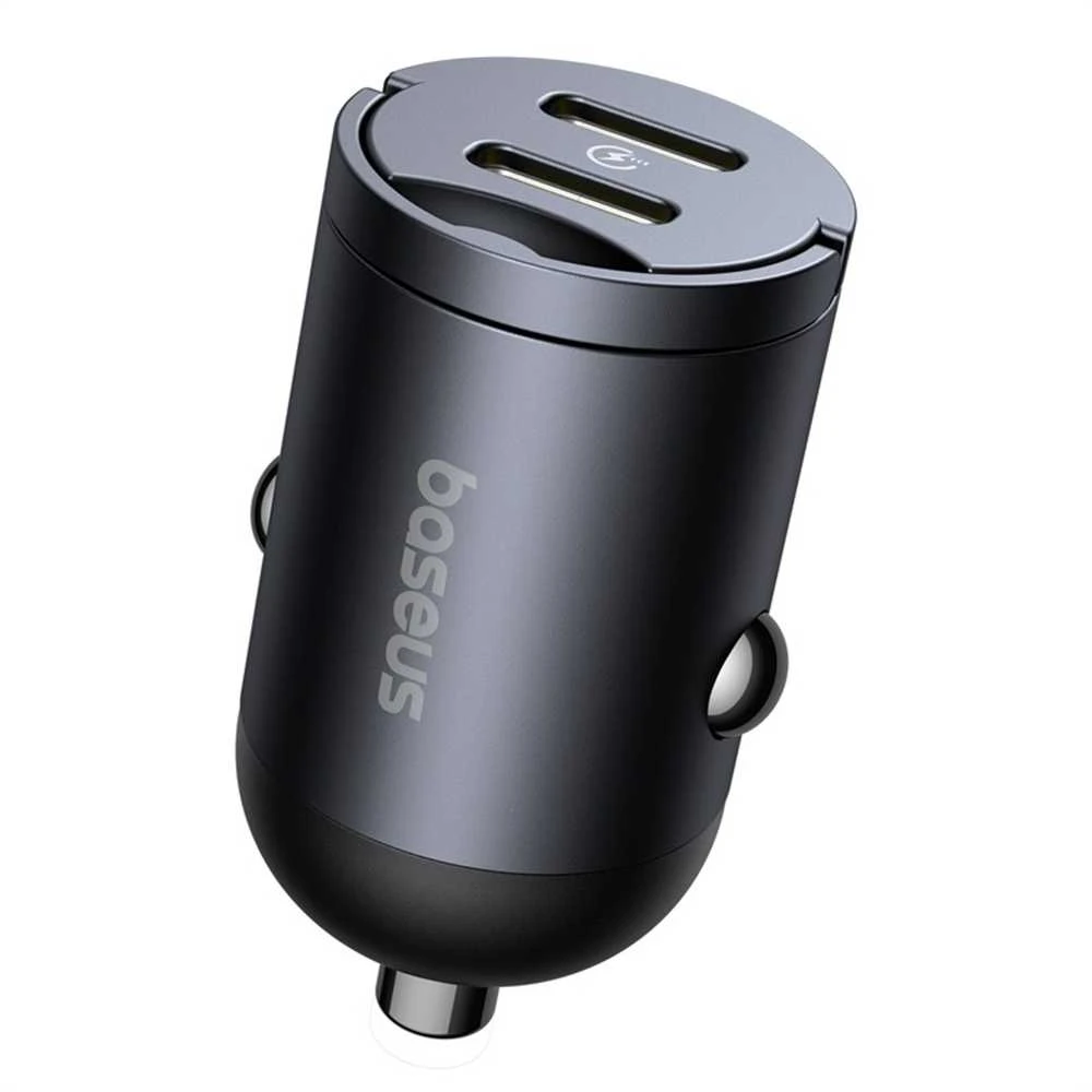 „Baseus Tiny Star Mini“ automobilinis įkroviklis USB-C/USB-C 30W „Cosmic“ juodos spalvos