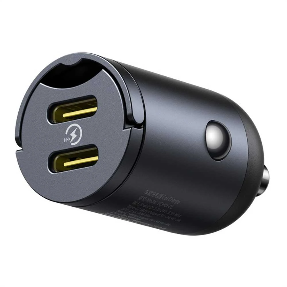 „Baseus Tiny Star Mini“ automobilinis įkroviklis USB-C/USB-C 30W „Cosmic“ juodos spalvos