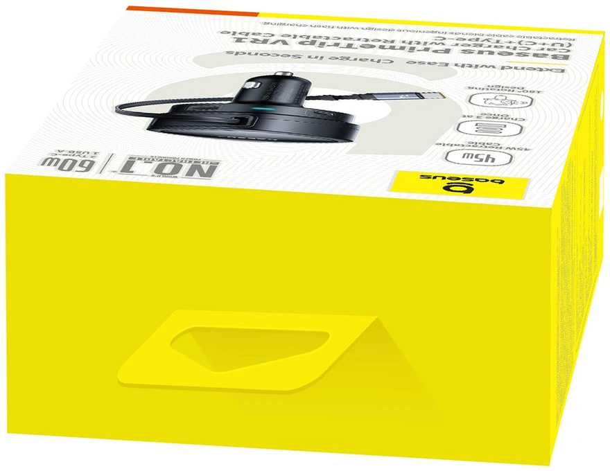 „Baseus PrimeTrip VR1“ 60 W USB-A USB-C su ištraukiamu USB-C laidu - juoda