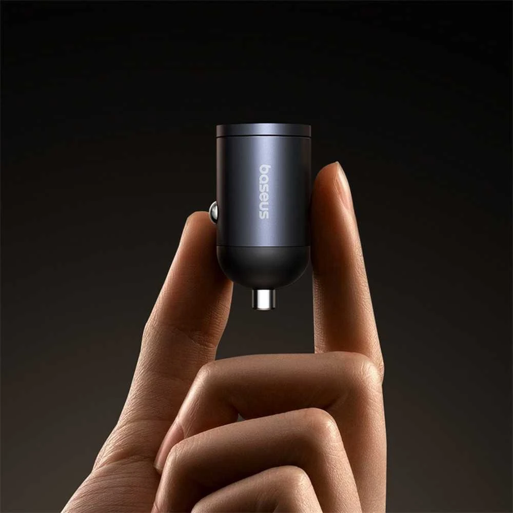 „Baseus Tiny Star“ mini automobilinis įkroviklis USB-A/USB-C, 30 W, „Cosmic Juodas“