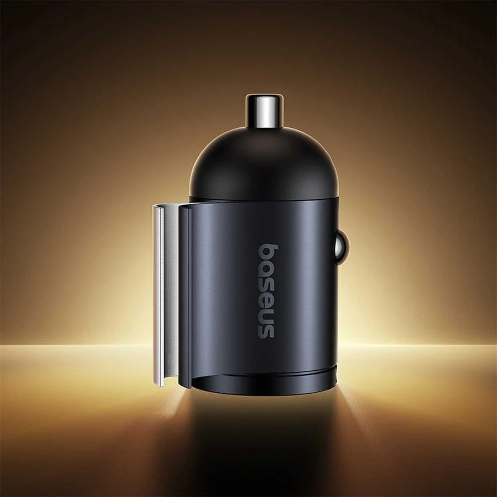 „Baseus Tiny Star“ mini automobilinis įkroviklis USB-A/USB-C, 30 W, „Cosmic Juodas“