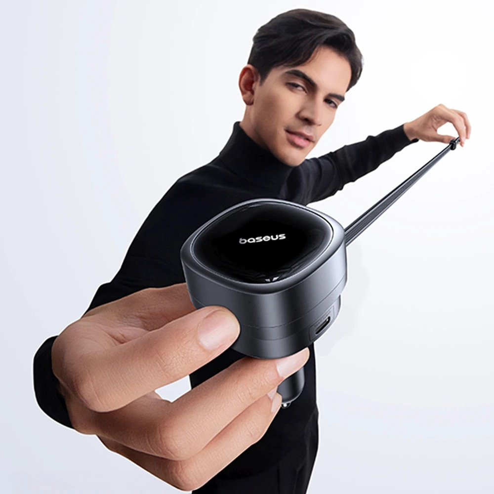 „Baseus PrimeTrip VR1“ 60 W USB-A USB-C su ištraukiamu USB-C laidu - juoda