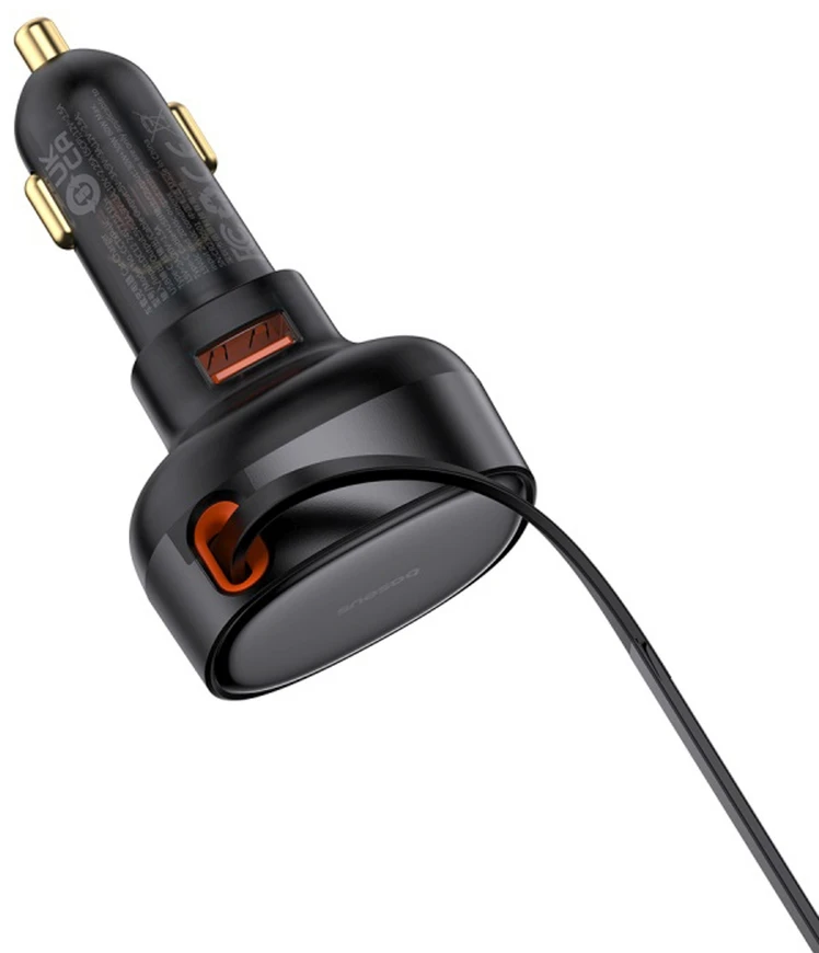 „Baseus Enjoyment Pro 55W USB-A“ su ištraukiamu „Lightning“ laidu - juoda