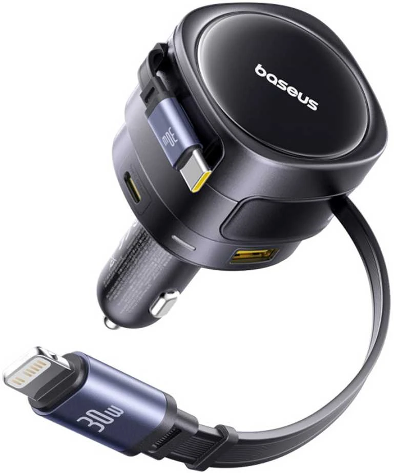 "Baseus PD" automobilinis įkroviklis 1x USB-C + USB-A prievadas 90W, juodas