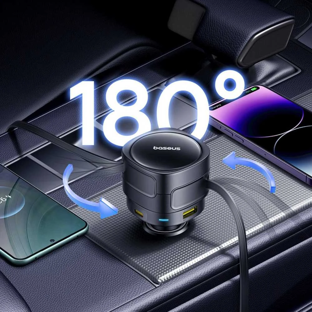"Baseus PD" automobilinis įkroviklis 1x USB-C + USB-A prievadas 90W, juodas