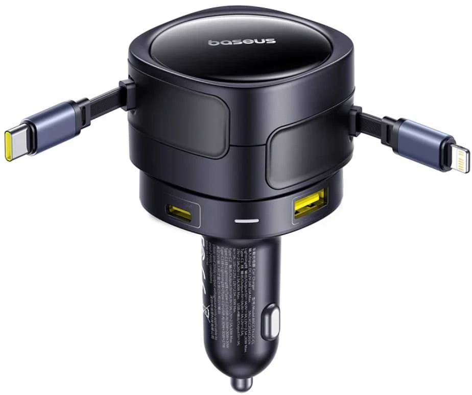 "Baseus PD" automobilinis įkroviklis 1x USB-C + USB-A prievadas 90W, juodas