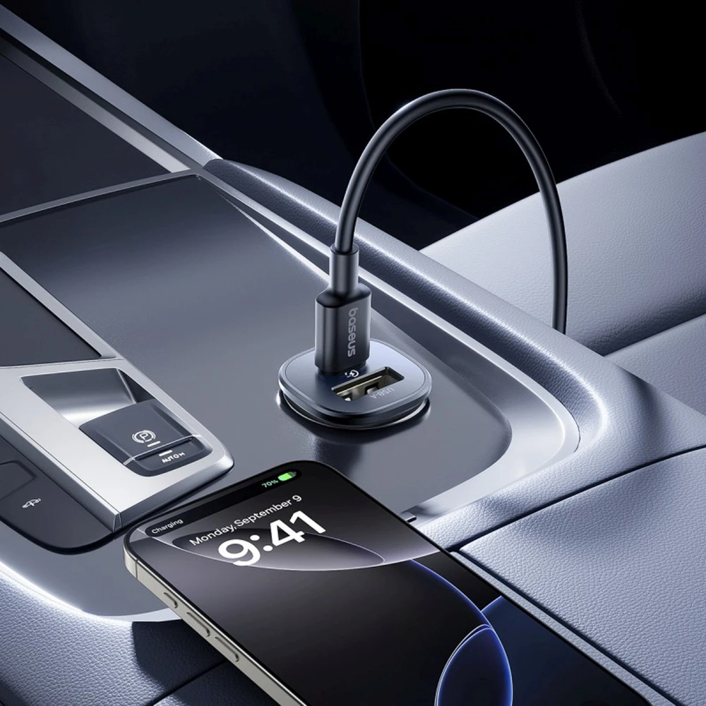 Baseus Automobilinis įkroviklis GoTrip 30W 12-24V USB-A + USB-C QC PD, juodas