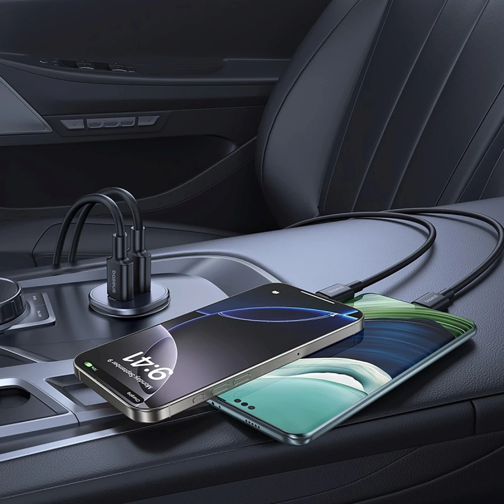 Baseus Automobilinis įkroviklis GoTrip 30W 12-24V USB-A + USB-C QC PD, juodas