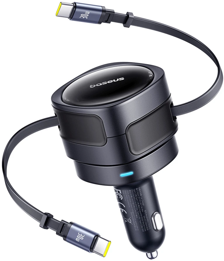 "Baseus PD" automobilinis įkroviklis 2x USB-C prievadas 60W, juodas