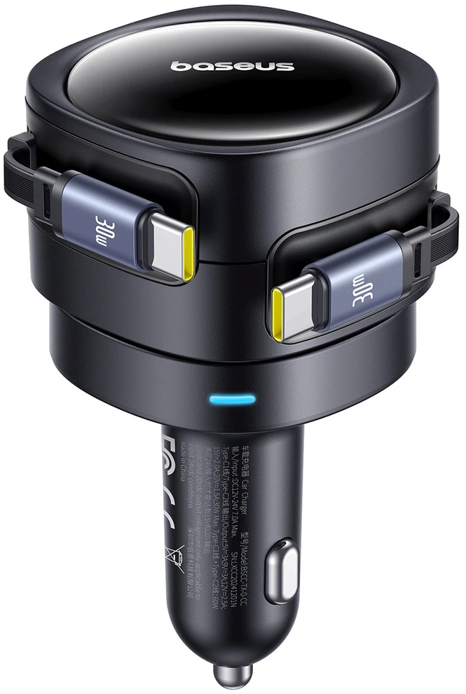"Baseus PD" automobilinis įkroviklis 2x USB-C prievadas 60W, juodas