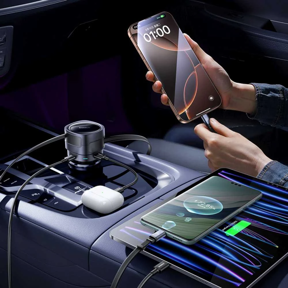"Baseus PD" automobilinis įkroviklis 2x USB prievadas 90W, juodas