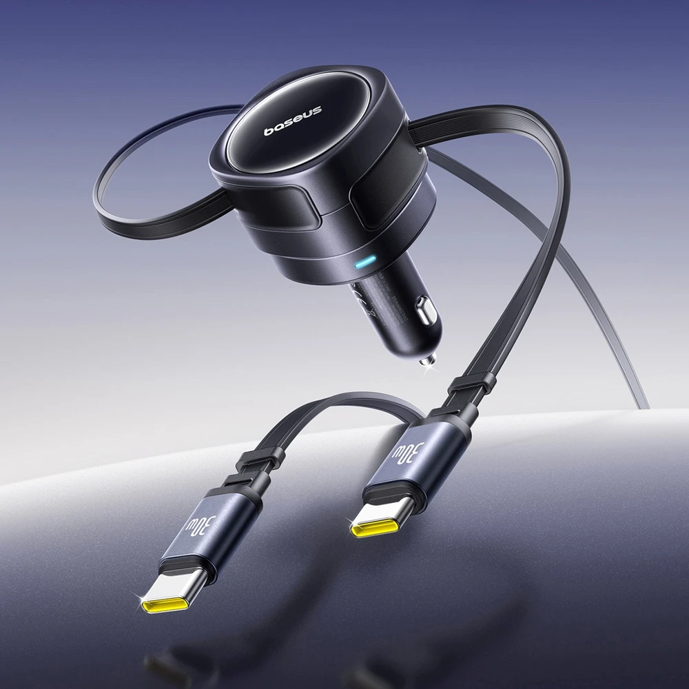 "Baseus PD" automobilinis įkroviklis 2x USB-C prievadas 60W, juodas