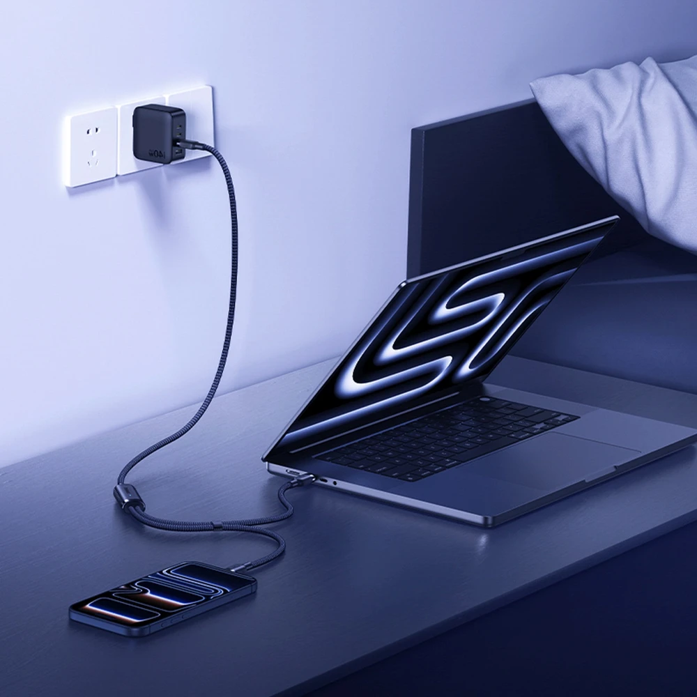 Baseus Flash 4 140W 2-in-1 USB-C į USB-C + USB-C laidas 1,5 m - juodas