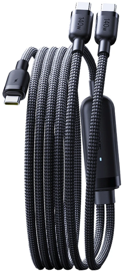 Baseus Flash 4 140W 2-in-1 USB-C į USB-C + USB-C laidas 1,5 m - juodas