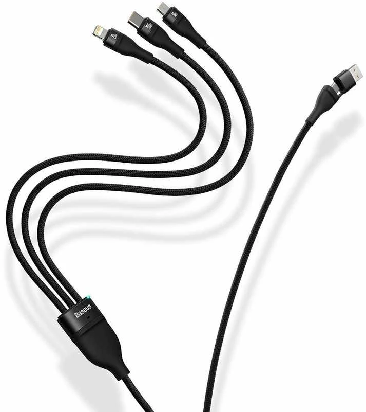 Baseus Flash Series 2 3in1 USB laidas USB-C + micro USB + Lightning 100W 1.2m – Mėlynas