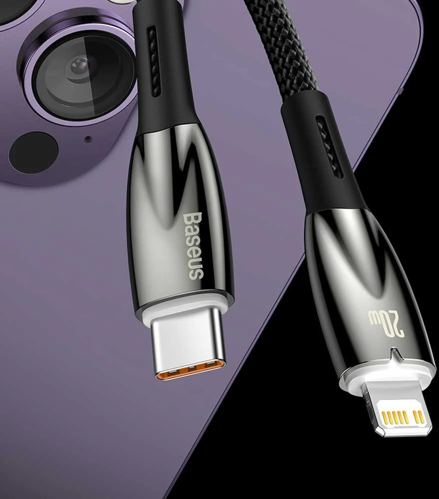 USB-C laidas, skirtas Lightning Baseus Glimmer Series, 20W, 1m (baltas)