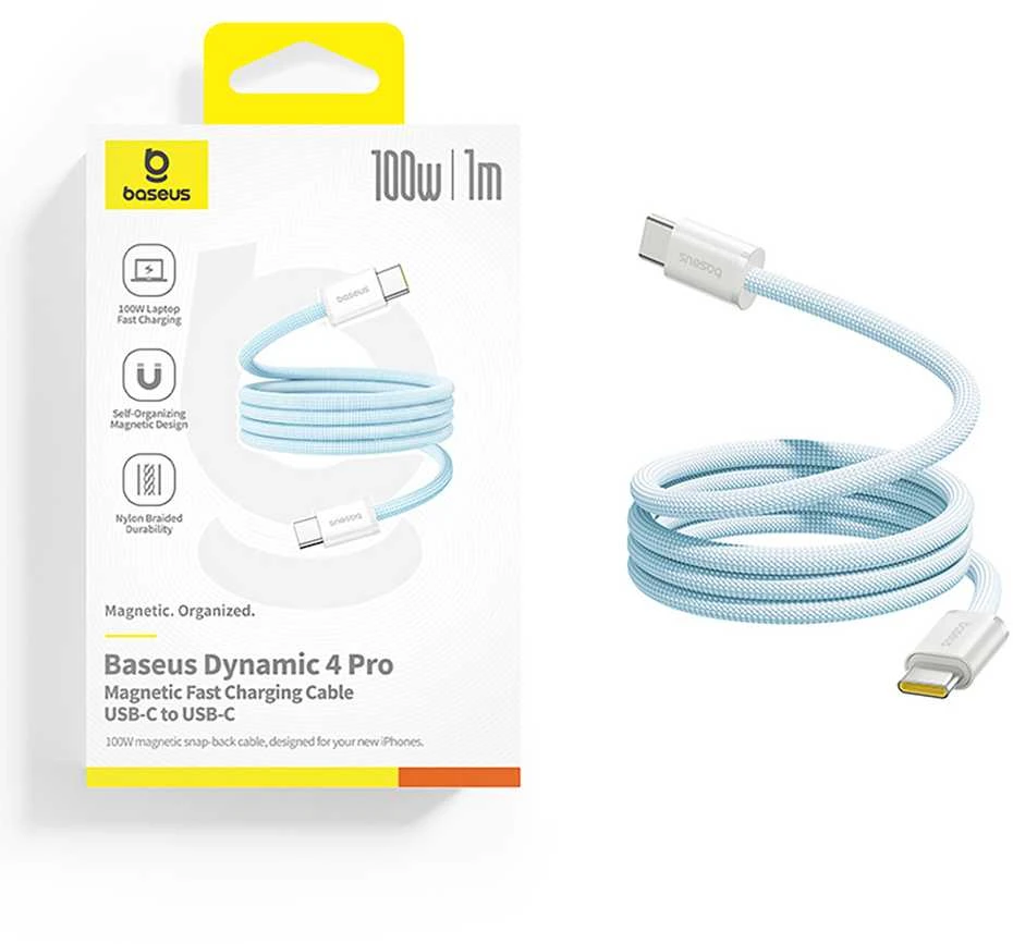 „Baseus Dynamic 4 Pro“ serijos duomenų kabelis USB-C – USB-C 100W 1m, „Galaxy Mėlyna“