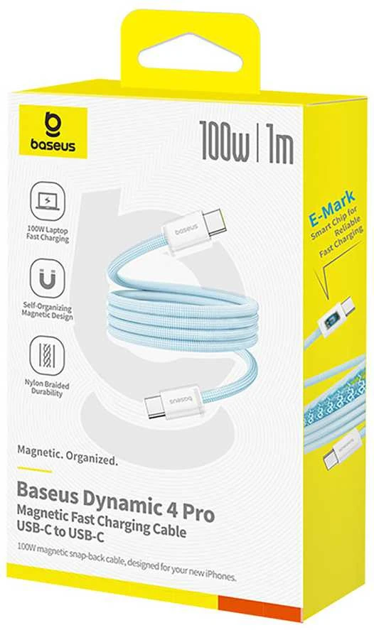 „Baseus Dynamic 4 Pro“ serijos duomenų kabelis USB-C – USB-C 100W 1m, „Galaxy Mėlyna“