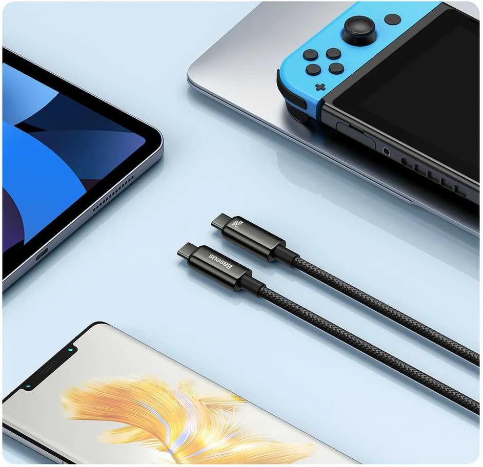 USB-C į USB-C laidas Baseus Tungsten Gold 240W 2 m (juodas)