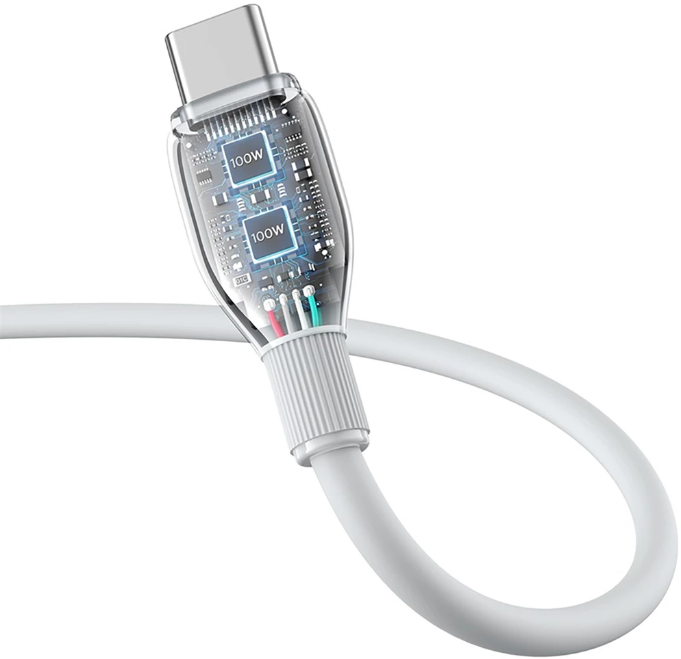 Baseus Pudding 100W USB-A - USB-C laidas, 1,2 m - baltas